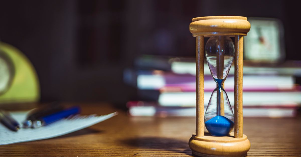 Hourglass on desk