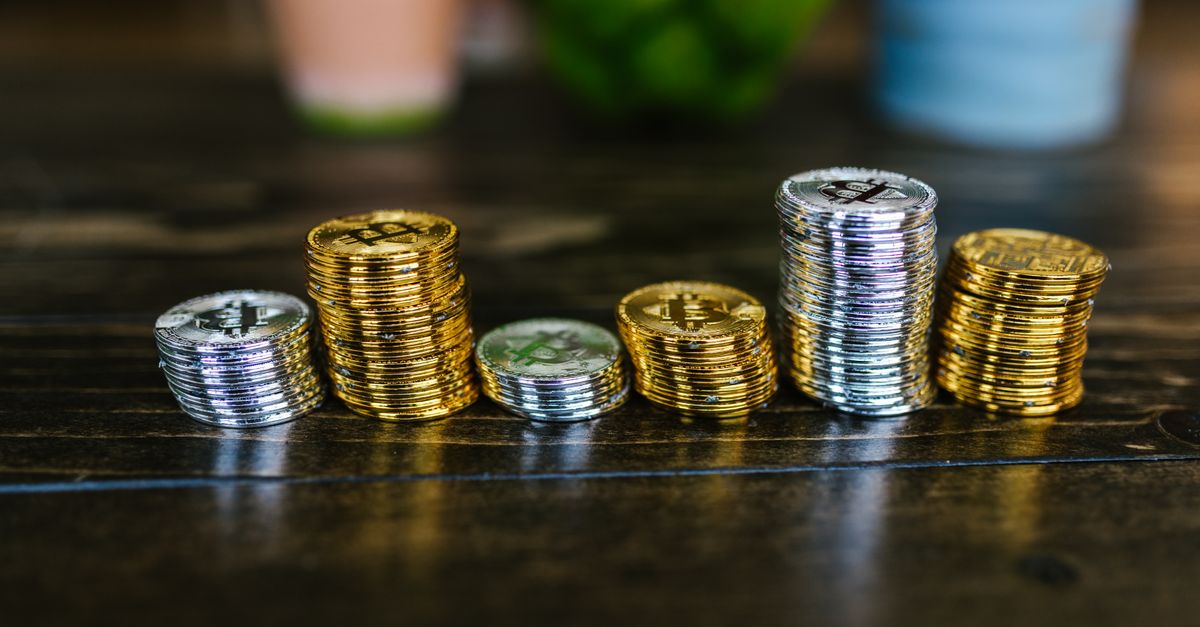 Cryptocurrency coins desk